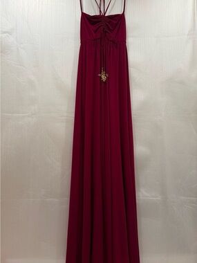 Sweetees Burgundy Jersey Knit Maxi Dress with Charm Accent Size XS